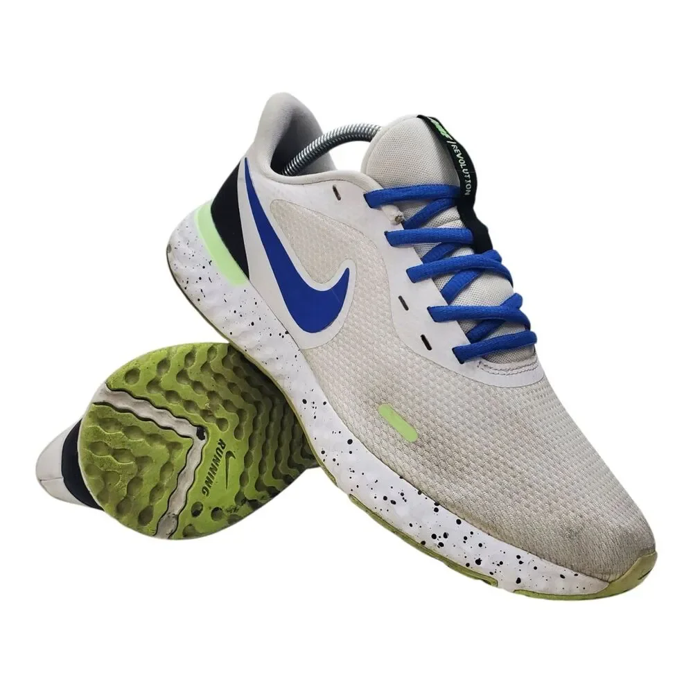 NIKE Shoes REVOLUTION 5 Mens Size 10.5 White Racer Blue Running CW5846-100